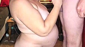 9 months pregnant milf sucks cock hard!