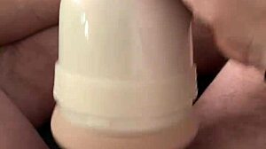 i play with my new fleshlight while watching porn and jerk off my big dick