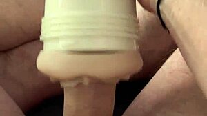 i play with my new fleshlight while watching porn and jerk off my big dick