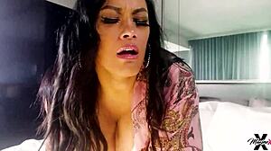 looking good in white lingerie maxine x rides her vibrator to orgasm with big fake tits squirting