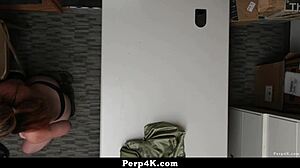 in the office, loss prevention spots teen stealing and fucks her hard.