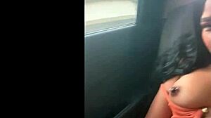 Real Taxi Ride Flash Masturbate Dildo Taste Creamy Pussy