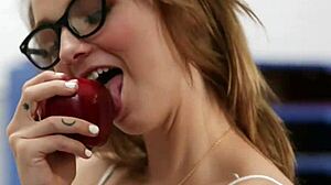 Innocent teen rides cock in classroom setting