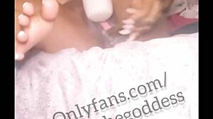 Oh wow, watch this sexy ebony thot squirt and cream with dildo and feet toys!