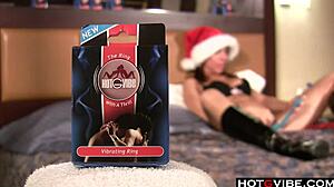Big Titted Christmas Slut Suggestively Uses New Toys For Masturbation.