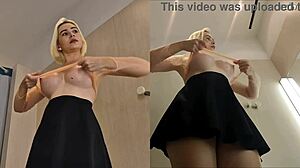 Hidden camera captures upskirt in dressing room