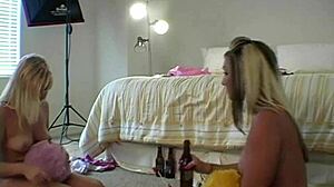 we're playing ball nude in this blonde lesbian photoshoot backstage close up