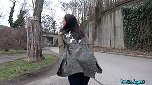 public agent - brunette babe with perfect body cums hard on my cock