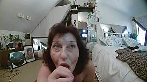 Blue Eyed Pawg with Huge Butt Strips and Gives Wet Blowjob POV