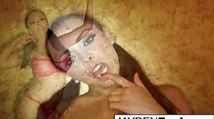 Jayden Jaymes, Brunette Pornstar With Big Tits, Licks Nude Lesbian's Pussy And Ass