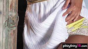 Check out Amina Malakona's shaved pussy reveal