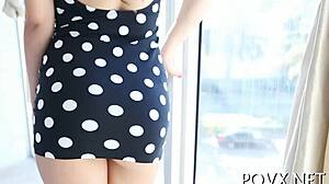 Young teen in socks gets hardcore blowjob and ball licking from her partner