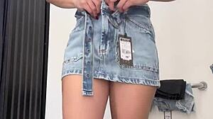 Sweetierjasmin Strips Barely Legal in Store Cabin!