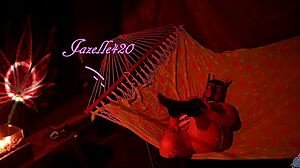 Chubby BBW Fingers Wet Pussy in Tent Hammock