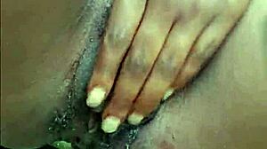 public piss from horny ebony with wet hairy pussy outdoors 😈💦