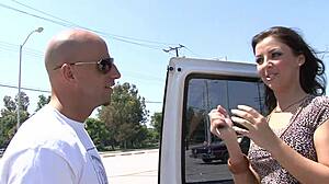 she massages her clitoris for orgasm while he screws her