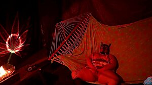 Chubby BBW Fingers Wet Pussy in Tent Hammock