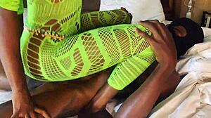 Petite babe rides big black cock hard in cowgirl position