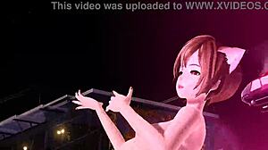 meiko in full nude cat costume, goddess-like with big tits and ass