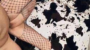 beautiful milf wife puts on stockings and seduces husband for anal sex