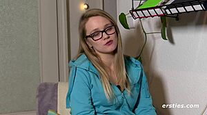 exhibitionist holly dares to play in the hallway