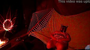 Chubby BBW Fingers Wet Pussy in Tent Hammock