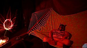 Chubby BBW Fingers Wet Pussy in Tent Hammock