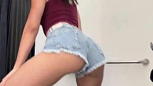 Sweetierjasmin Strips Barely Legal in Store Cabin!