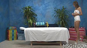 This oiled teen babe enjoys massage leading to pleased fucking
