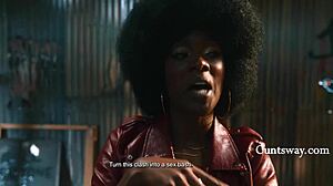 Serene siren leads gangbang with pussy licking