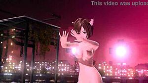 meiko in full nude cat costume, goddess-like with big tits and ass