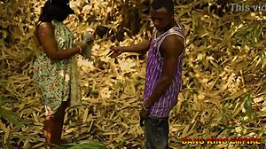 Outdoor amateur mummy fucked in the bush by black stud.