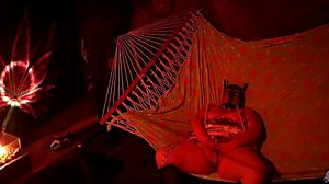 Chubby BBW Fingers Wet Pussy in Tent Hammock