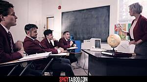 I am a mature teacher in a group class with students.