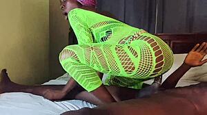 Petite babe rides big black cock hard in cowgirl position