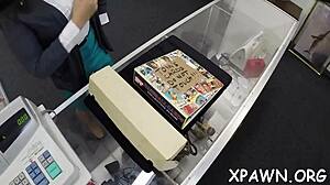 I'm so horny, we're having rough sex in the shop right now