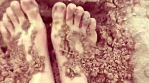 bare feet feel the warm sand for sensory pleasure