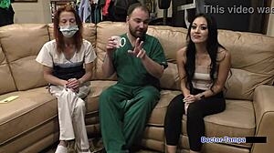 in florida hospital, blaire celeste with pierced nipples gets examined backstage