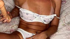 Watch this tall Brazilian blonde suck and finger her pussy until she cums!