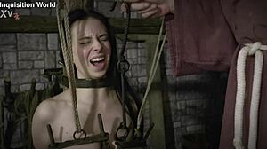 Tormented whore judith clamped and hooked in interrogation