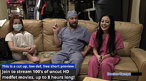 in florida hospital, blaire celeste with pierced nipples gets examined backstage