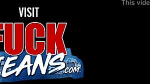 girlfriend in tight jeans gives anniversary blowjob and anal to her lucky boyfriend