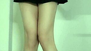 Masturbating outdoors in dress and skirt with panties