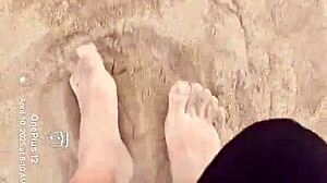 bare feet feel the warm sand for sensory pleasure