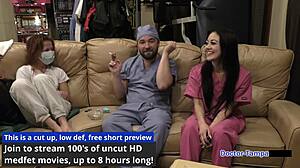 in florida hospital, blaire celeste with pierced nipples gets examined backstage