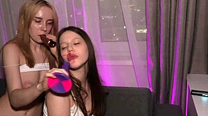 Blonde muff dives cute brunette's wet pussy