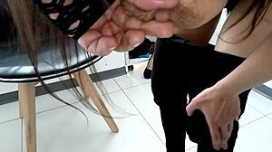 Busty Latina Brunette Flashes Thong While Getting Fucked Barefoot By Big Cock In Homemade Video