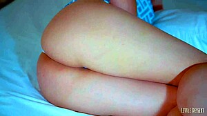 Sexy latin girl shows off her big round ass in a white thong under a blue dress