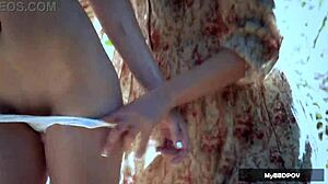 Scarlet and Eden having hot outdoor lesbian sex in 4K.