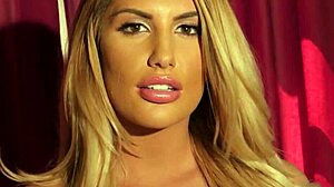 blonde babe with big tits feels so excited in pantyhose during intense session